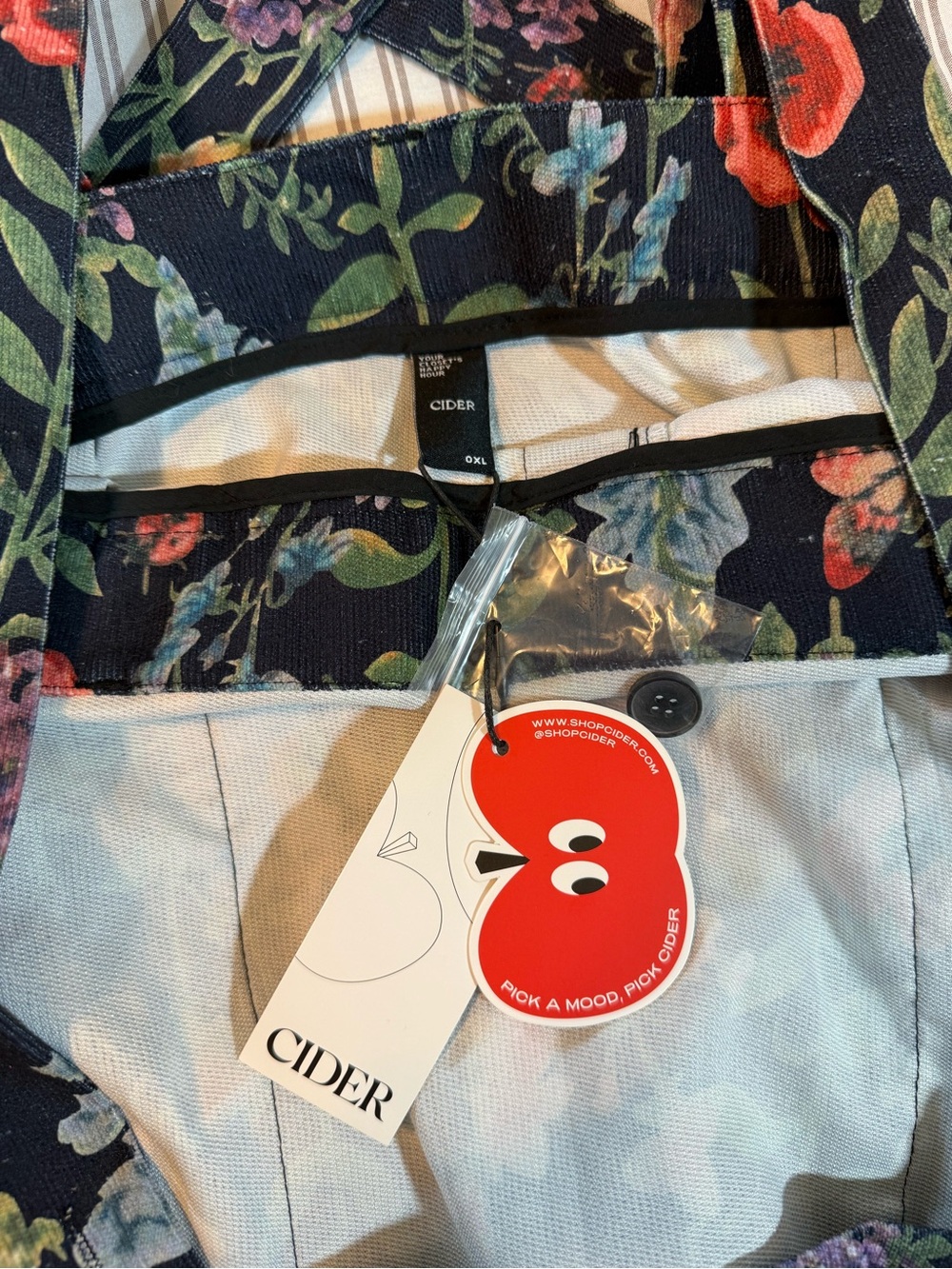 Cider Floral Overall Romper Short Black Cottagecore Shortalls 0XL - Picture 11 of 14